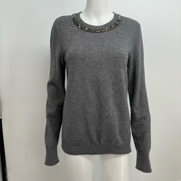 Equipment Femme Sweater Women’s M Gray Pullover Embellished Neck - Picture 5 of 13